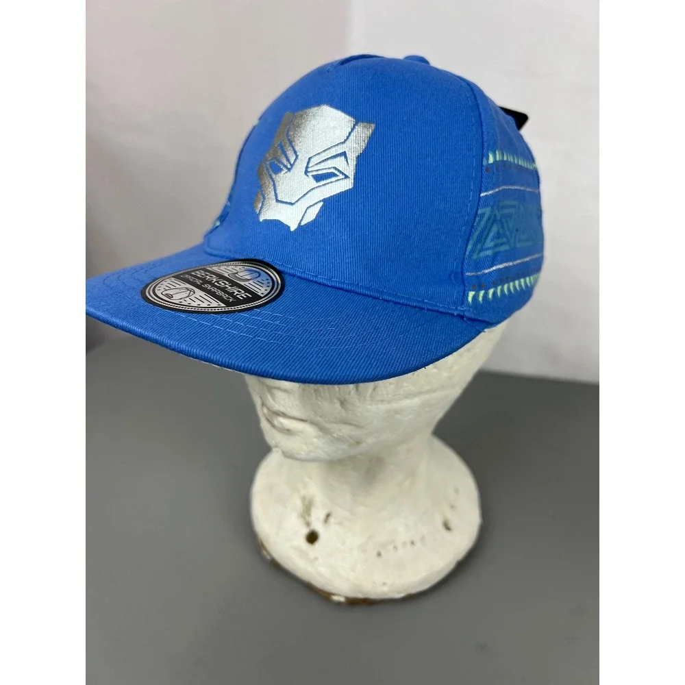 Marvel Black Panther Wakanda Forever Boys Snapback Hat Blue Silver Berkshire‎